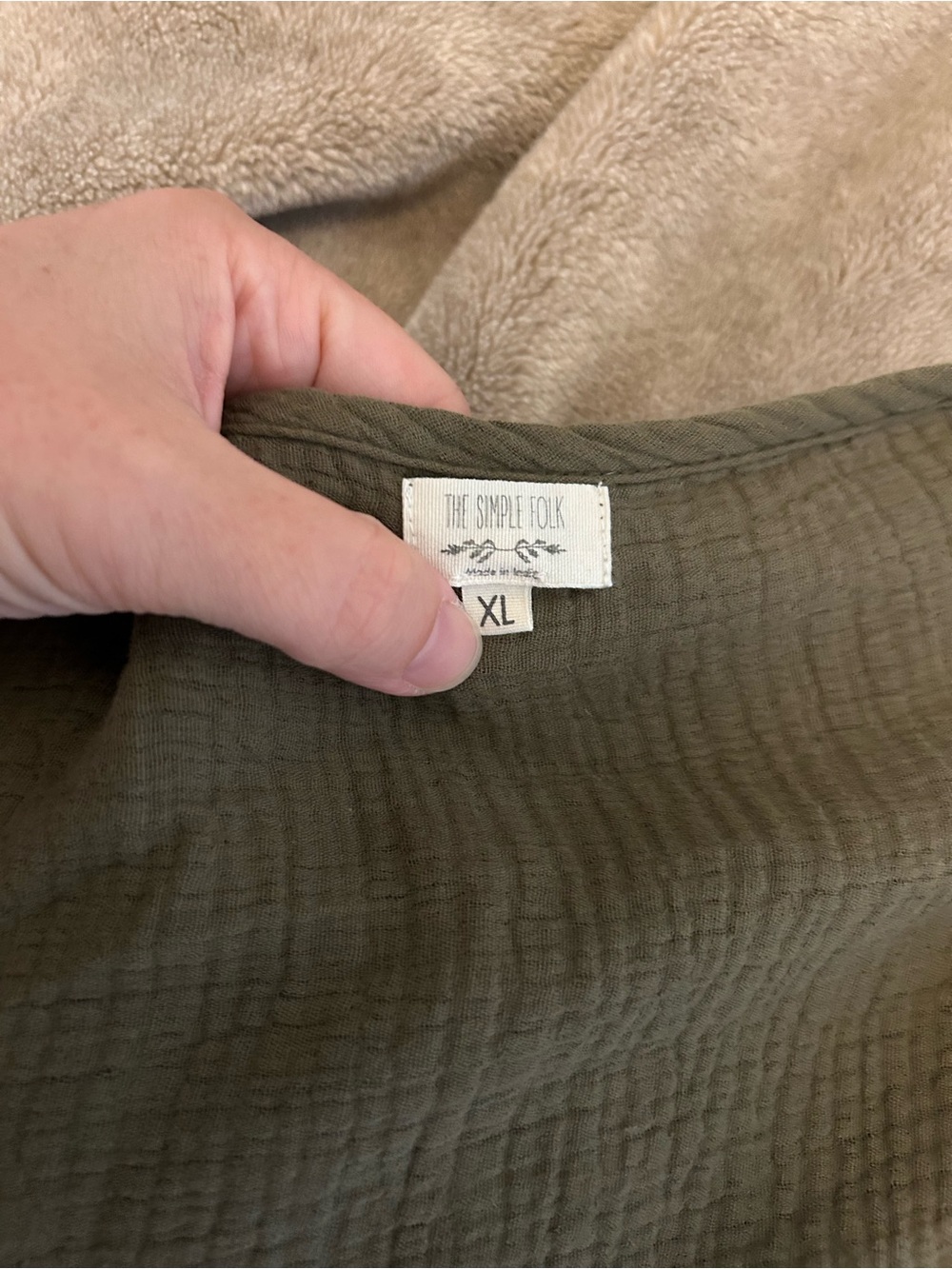 The Simple Folk Meadow Dress | Olive Green | XL | Organic Cotton Muslin - Picture 3 of 5